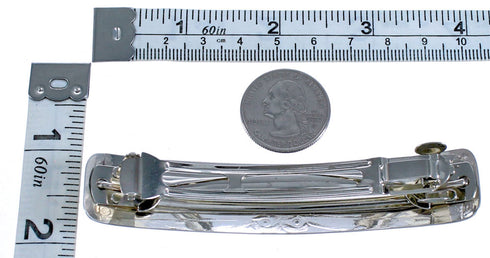 Genuine Sterling Silver Patterned Navajo Hair Barrette CB118490